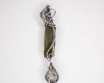 Moldavite with Herkimer Diamond Silver necklace, made to order