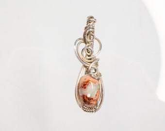 Mexican Fire Opal  wire wrapped in Sterling Silver