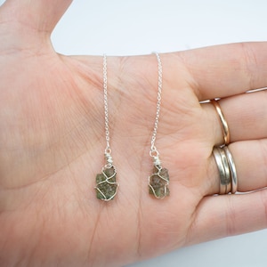 Moldavite earrings - Sterling Silver- with certificate of authenticity from Czech republic, raw Moldavite earrings, with reading