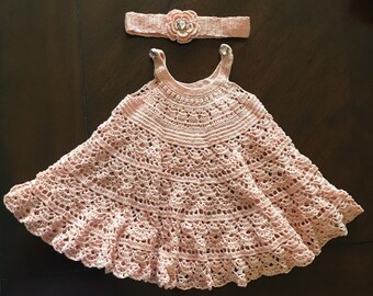 Handmade Crochet Dress 0-6 months