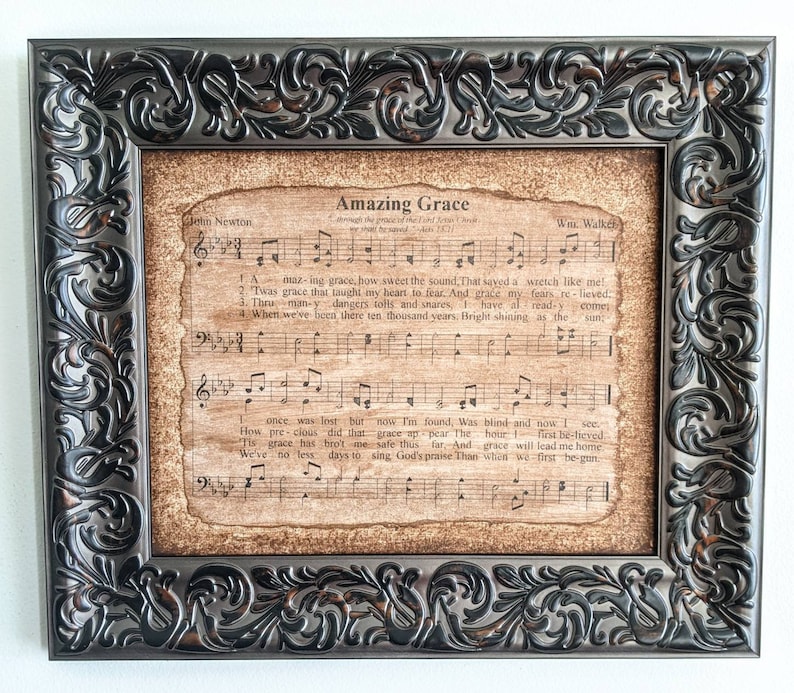 Amazing Grace Hymn Wall Art Framed Wall Art Hymn Lyrics Etsy