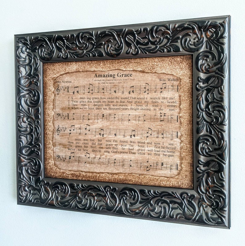Amazing Grace Hymn Wall Art Framed Wall Art Hymn Lyrics Etsy