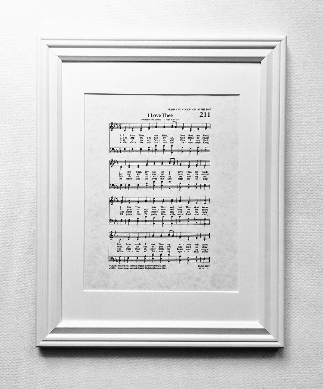I Love Thee Hymn Wall Art Print Framed Hymn Lyrics Hymn Etsy
