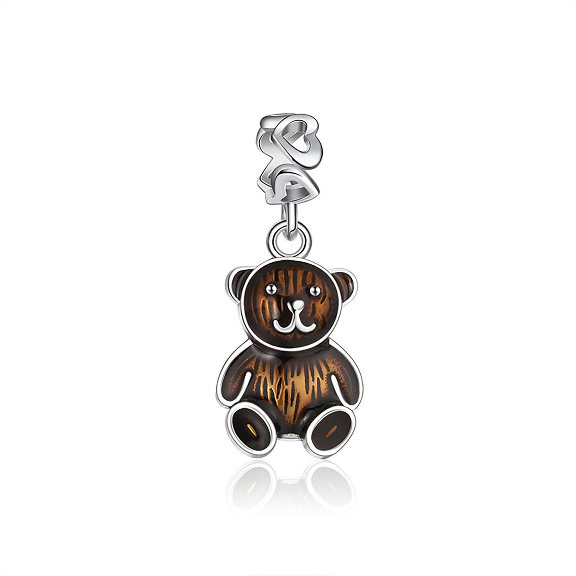 Teddy Bear Charm Fits Pandora Bracelets Brown Enamel Teddy | Etsy