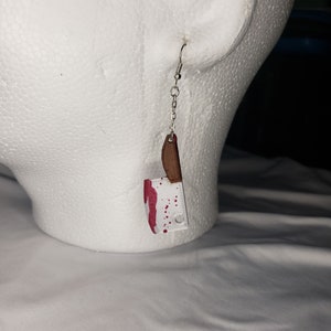 Butcher&#39;s Knife Dangle Earrings | 3D Printed Hand Painted