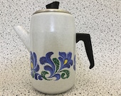 Groovy Vintage Enamelled Coffe Pot and Filter