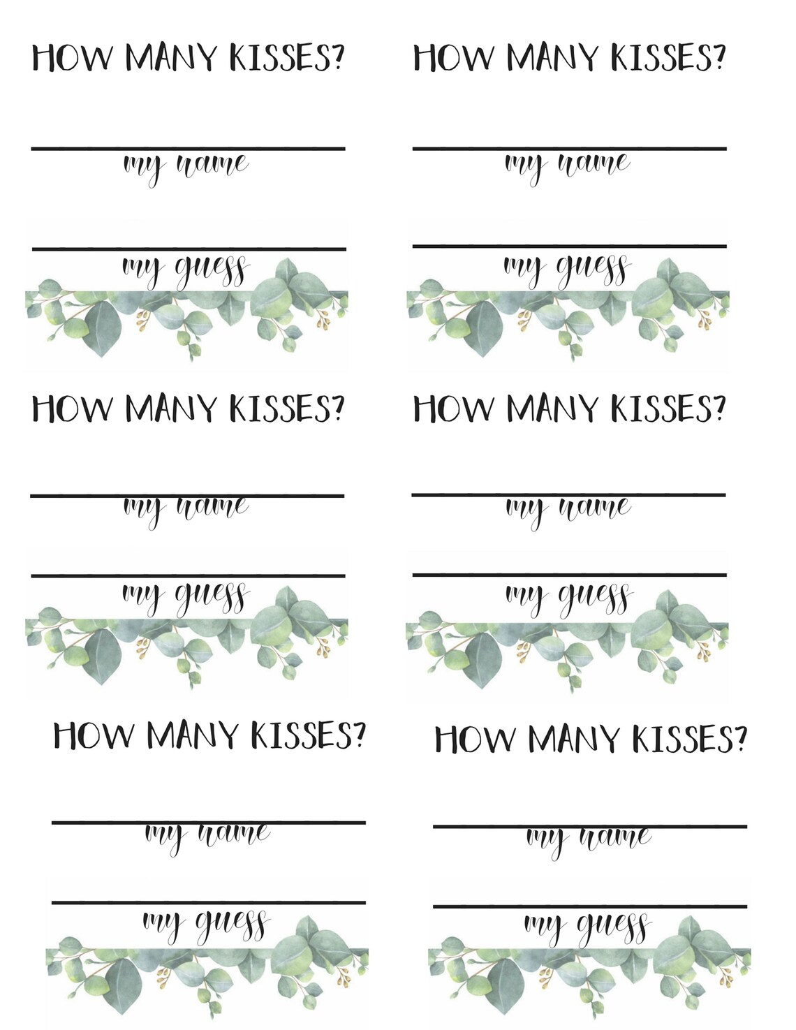 Free Template Guess How Many Kisses Free Printable Cut Out The Sign And 