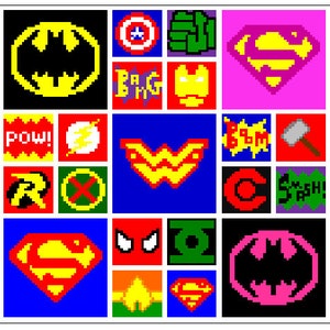 Superhero Crochet Blanket Pattern - Corner to Corner Superhero Graphs Crochet Pattern - Kids Crochet Superhero - Superhero Pattern Crochet