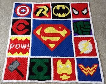 Superhero Crochet Blanket Pattern - Corner to Corner Superhero Crochet Pattern