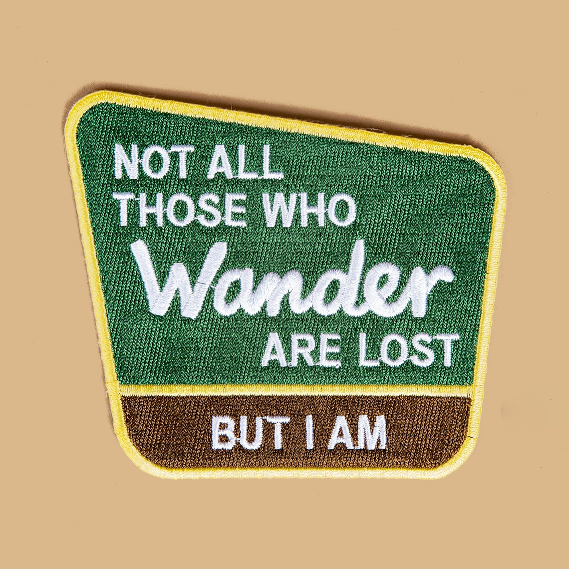 thumbnail image 2 of Not All Who Wander Are Lost Embroidered Iron-On Patch – Nature Souvenir 2 of 6