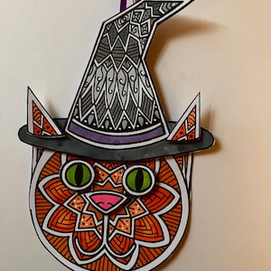 DIY 3D griezelige kat met hoedmandala