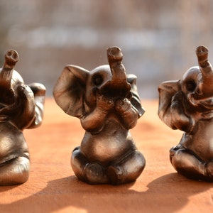 Set of Three Elephant Figurines See no Evil Hear no Evil Speak no Evil,Elephant Figurine,Elephant Gift,Housewarming Gift,See no Evil Decor image 6