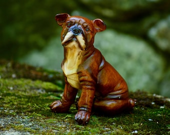 Christmas Gift Idea - Handmade Brown Bulldog Figurine for Dog Collectors