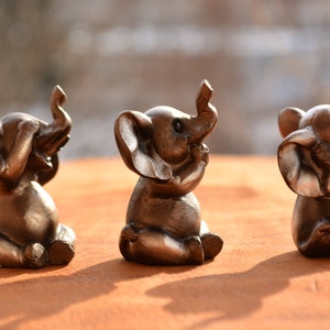 Set of Three Elephant Figurines See no Evil Hear no Evil Speak no Evil,Elephant Figurine,Elephant Gift,Housewarming Gift,See no Evil Decor image 7