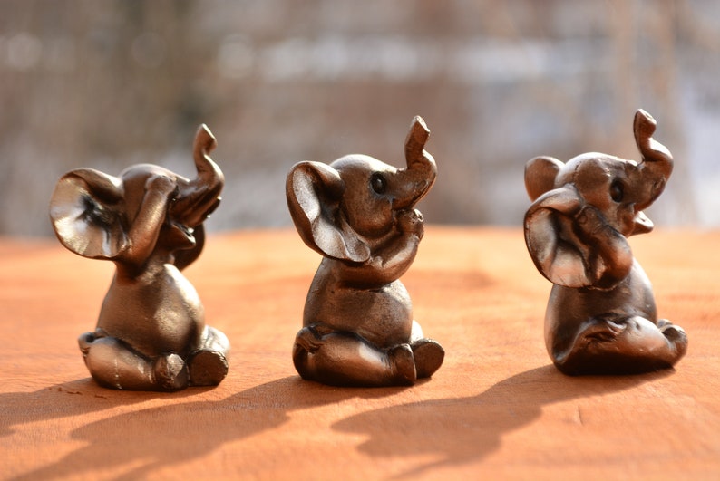 Set of Three Elephant Figurines See no Evil Hear no Evil Speak no Evil,Elephant Figurine,Elephant Gift,Housewarming Gift,See no Evil Decor image 7