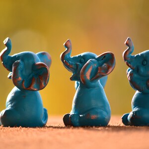 Set of Three Elephant Figurines See no Evil Hear no Evil Speak no Evil,Elephant Figurine,Elephant Gift,Housewarming Gift,See no Evil Decor image 2