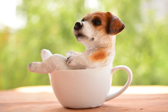 Download Cute Dog Figurinedog In A Cup Figurinedog Decorwhite And Etsy