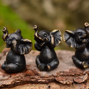 Set of Three Elephant Figurines See no Evil Hear no Evil Speak no Evil,Elephant Figurine,Elephant Gift,Housewarming Gift,See no Evil Decor image 3