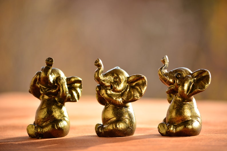 Set of Three Elephant Figurines See no Evil Hear no Evil Speak no Evil,Elephant Figurine,Elephant Gift,Housewarming Gift,See no Evil Decor image 4