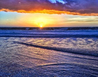 Hermosa Beach Sunset Reflections in the Sand