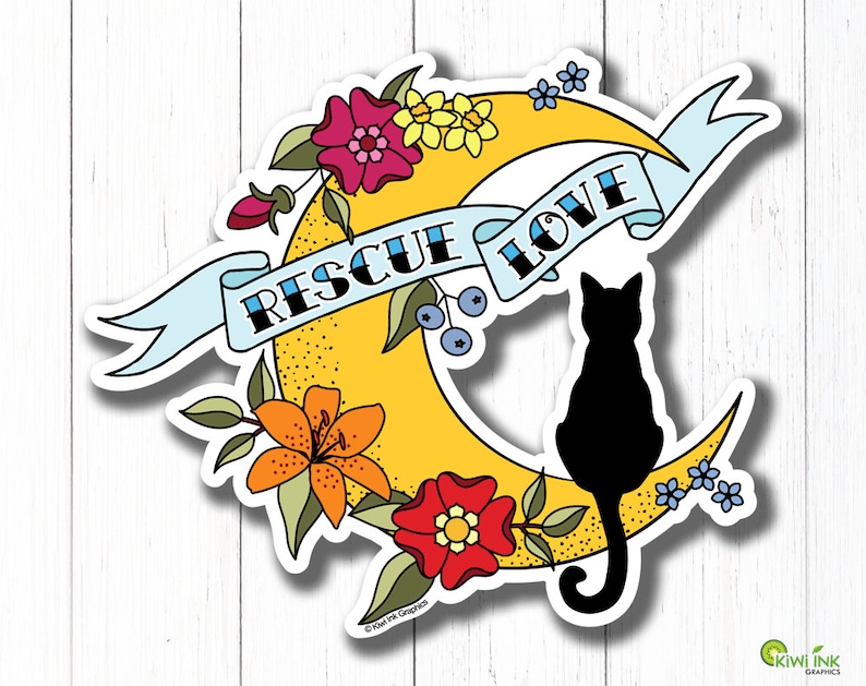 Rescue Cat Sticker Vinyl Decal Gift for Cat Lover Car Etsy