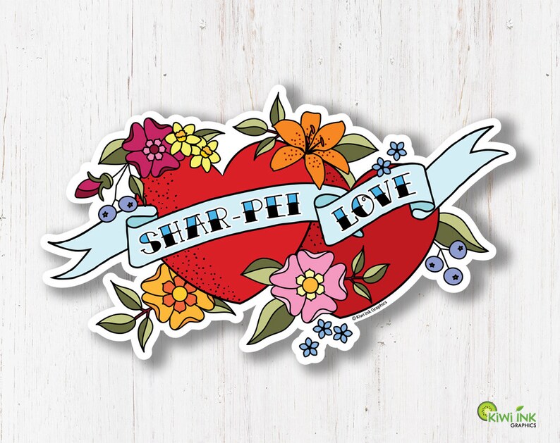 Sharpei Sticker Vinyl Decal Gift for Dog Lover Sharpei Etsy