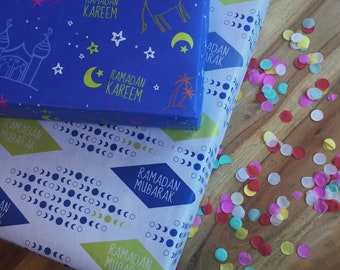 Papel de regalo y papel artesanal para Ramadán (25 pies cuadrados): brillante, moderno, ecológico y reversible.