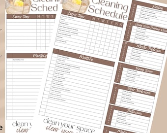 Checklist bewerkbaar schoonmaakschema: afdrukbaar takenschema (digitale download)