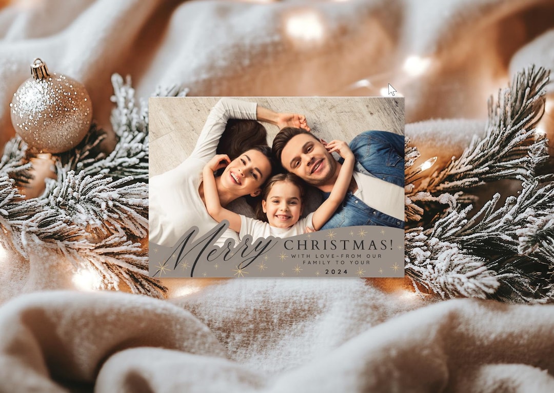 Photo Christmas Card Template, Digital Christmas Card Templates