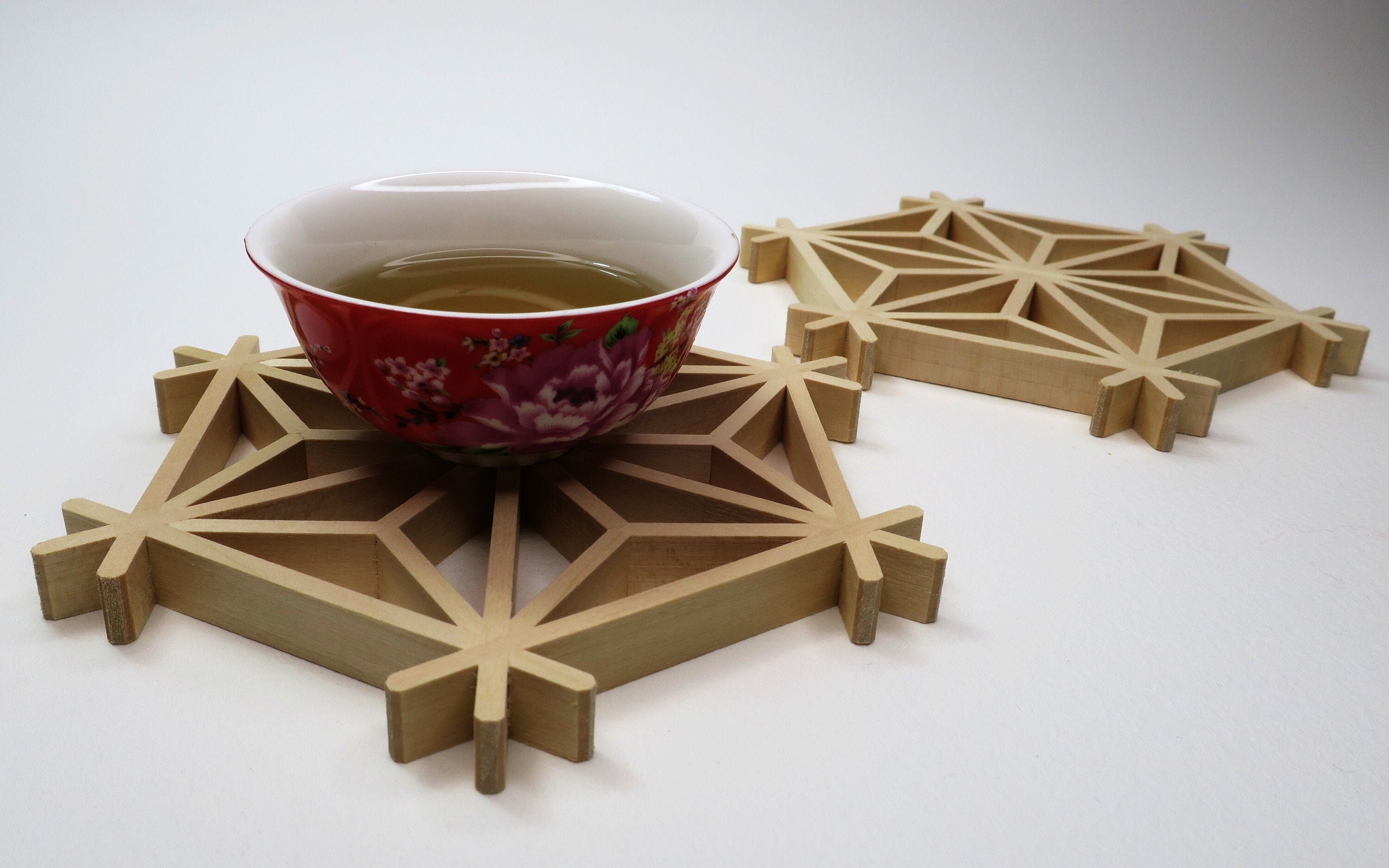 Dessous de Verre Kumiko en Bois | Paire