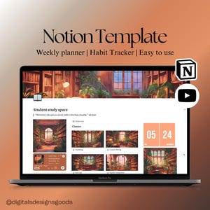 Notion Template | Notion Student Planner | Notion College Planner | Notion Academic Planner | Aesthetic Student Dashboard