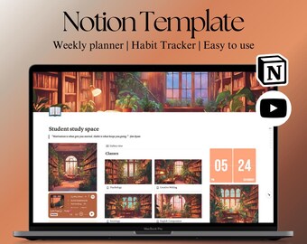 Notion Template | Notion Student Planner | Notion College Planner | Notion Academic Planner | Aesthetic Student Dashboard