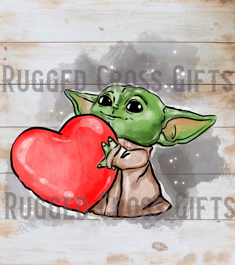 Baby Yoda Valentine's Day Heart With Background Etsy