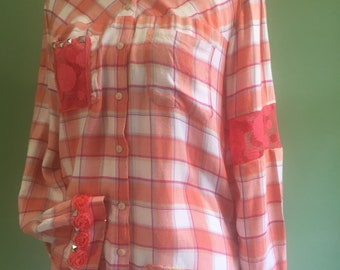 Beautiful Coral Upcycled Lightweight Shirt