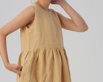 Ready to go Linen loose sleeveless dress SANTA CLARA / Washed soft linen dress / Mothers Day Gift