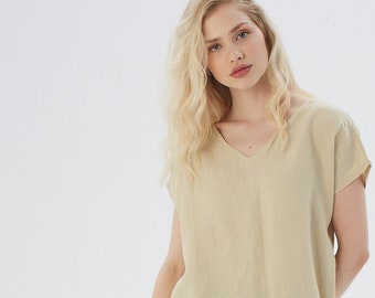 Leinen Bluse mit V-Ausschnitt, Leinen Bluse für Damen, Leinen Bluse, Leinen Bluse, Leinen Bluse, Leinen Bluse