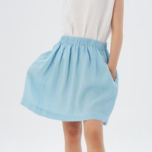 Ready to Go Linen skirt with hidden side pockets LA JOLLA / Elastic waist linen skirt at your desired length / available in different colors