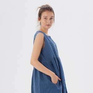 Linen Loose Sleeveless Dress With Hidden Side Pockets MALIBU / - Etsy