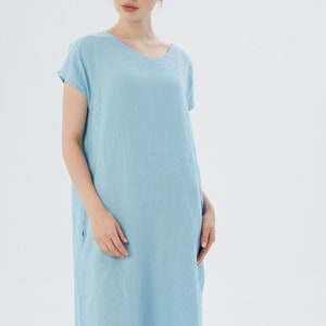 Long Linen Dress V Neck, MONTEREY / Maxi Dress / Washed linen tunic / available in different colors/ Mothers Day image 2