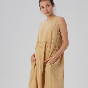 Linen loose sleeveless dress, SANTA CLARA / Washed soft linen dress / available in different colors / Mothers Day Gift image 4