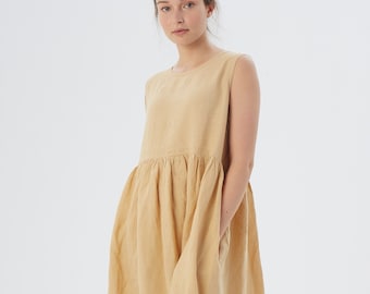 Linen loose sleeveless dress SANTA CLARA / Washed soft linen dress / available in different colors/ Women's Clothing