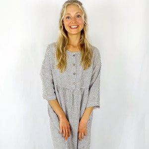 Linen dress with long sleeves and hidden side pockets, San Clemente / Washed and soft linen dress with buttons / Mothers Day image 7