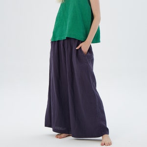 Pantalon large en lin avec poches latérales AUSTIN / Pantalon en lin à taille élastique de la longueur souhaitée / Cadeau pour la fête des Mères image 5
