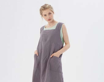 Pinafore Apron / School Apron / Teacher Apron / Linen Apron / Women Linen Clothing / available in different colors/ Mothers Day Gift