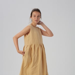 Vestido suelto de lino sin mangas, SANTA CLARA / Vestido de lino suave lavado / disponible en diferentes colores / Regalo del Día de las Madres imagen 6