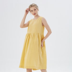 Linen loose sleeveless dress, SANTA CLARA / Washed soft linen dress / available in different colors / Mothers Day Gift image 3