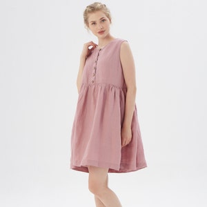 Linen loose sleeveless dress with hidden side pockets, MALIBU  / available in different colors / Mothers Day