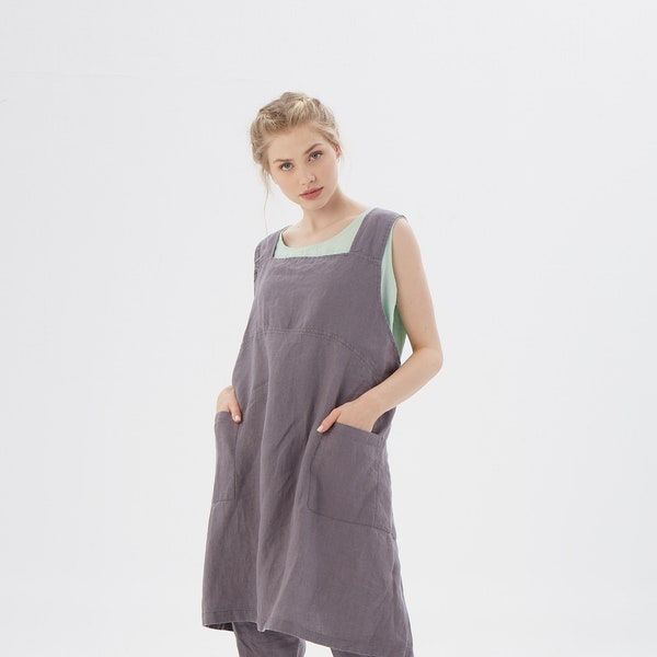 Pinafore Apron / School Apron / Teacher Apron / Linen Apron / Women Linen Clothing / available in different colors/ Mothers Day Gift