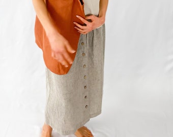 Linen skirt with hidden side pockets, Laguna / Elastic waist linen skirt at your desired length / Linen Women's Clothing / Mothers Day Gift