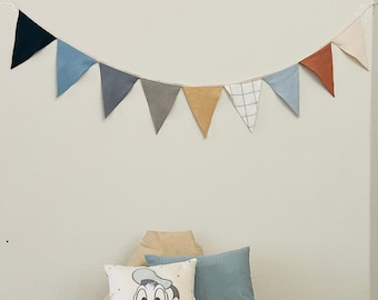 Nursery wall hanging, Linen bunting, Linen flag decoration for baby room, Linen Garland, (Ready to go), christmas garland for mantel